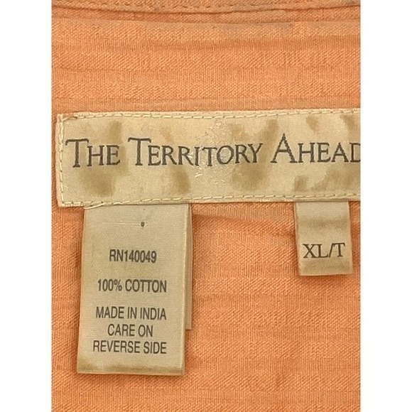 The Territory Ahead Men's Size XLT Seersucker Orange Short Sleeve Button Shirt - Picture 5 of 10
